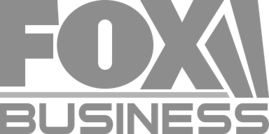 FOX Business logo in gray and white on a transparent background
